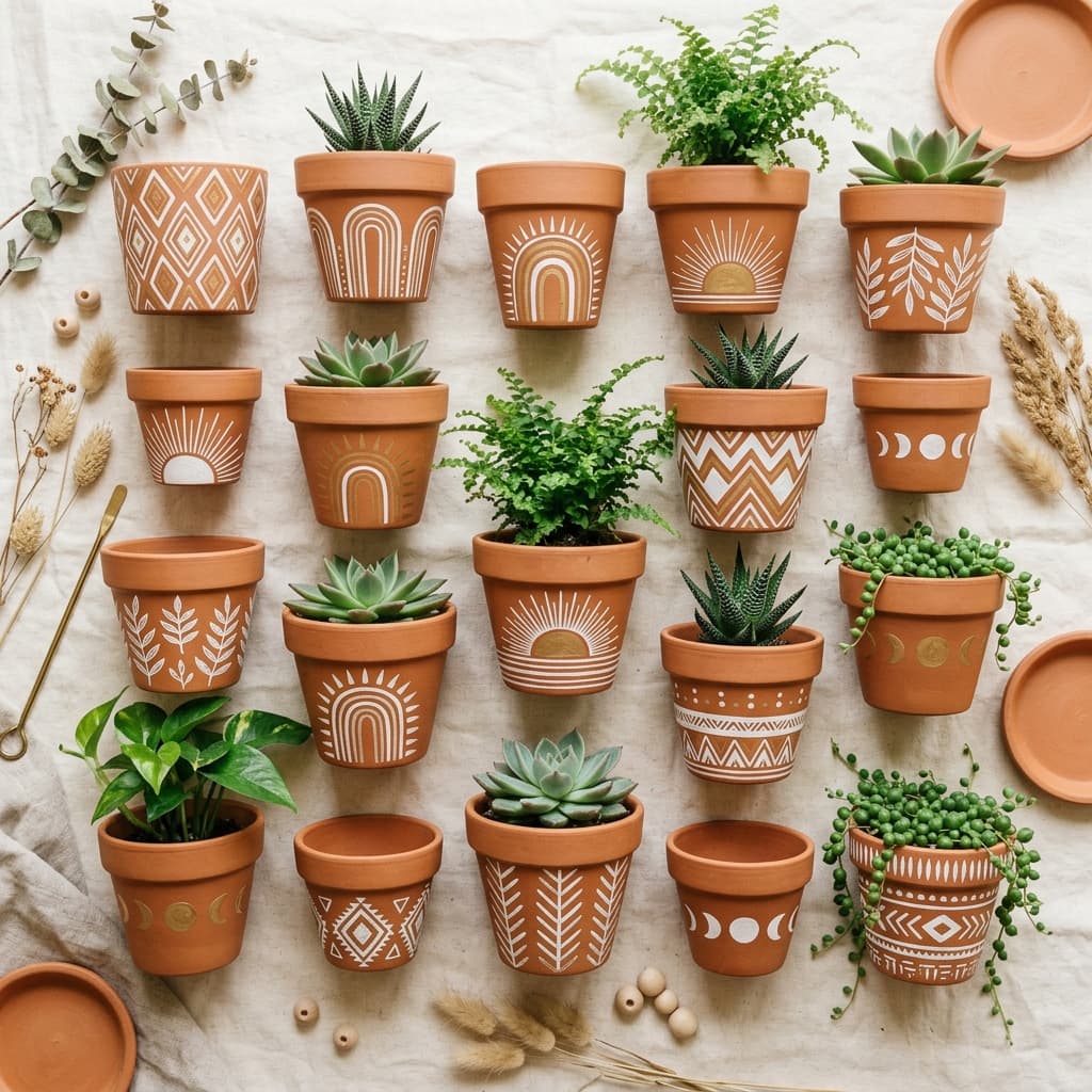 Boho pottery decal patterns